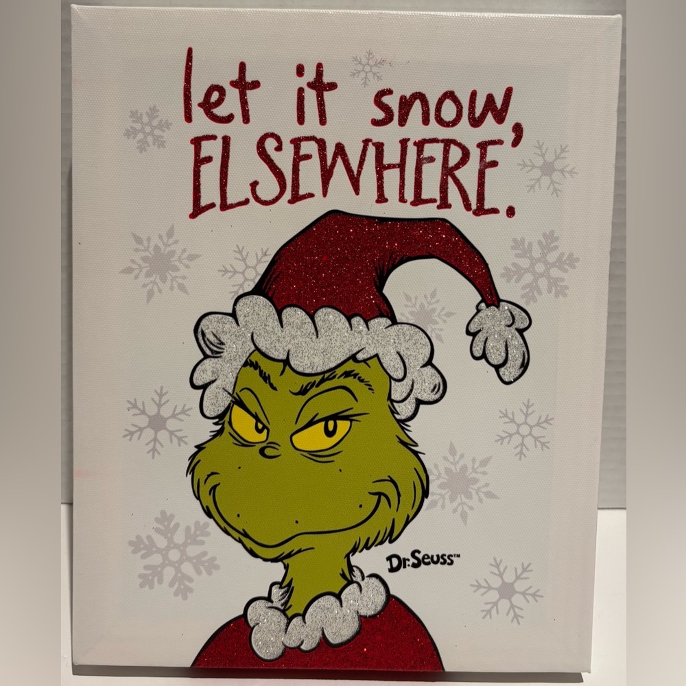 Dr. Seuss Designs The Grinch Christmas Holiday Canvas Art 8”x10”